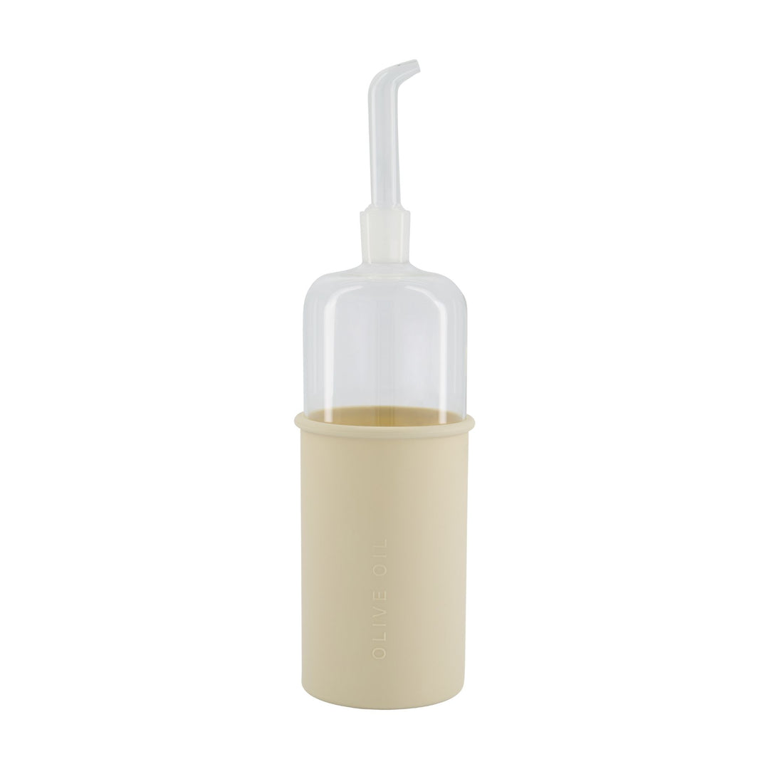 DESIGNSTUFF RUND Bottle for Olive Oil Glass/Silicone, 700ml, Sand