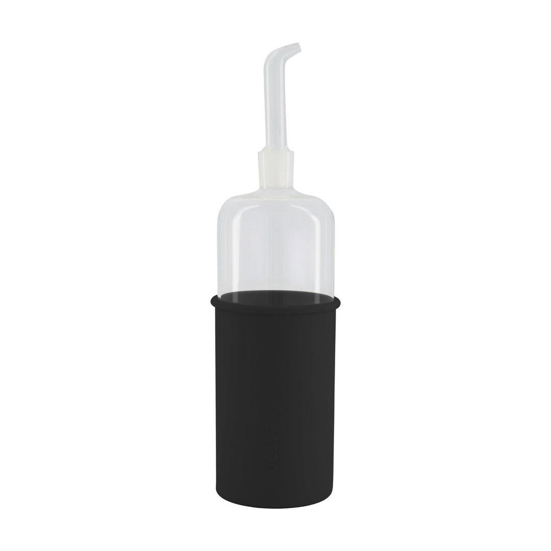 DESIGNSTUFF RUND Bottle for Olive Oil Glass/Silicone, 700ml, Black