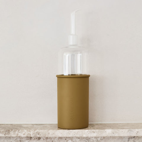 DESIGNSTUFF RUND Bottle for Olive Oil Glass/Silicone, 700ml, Fern