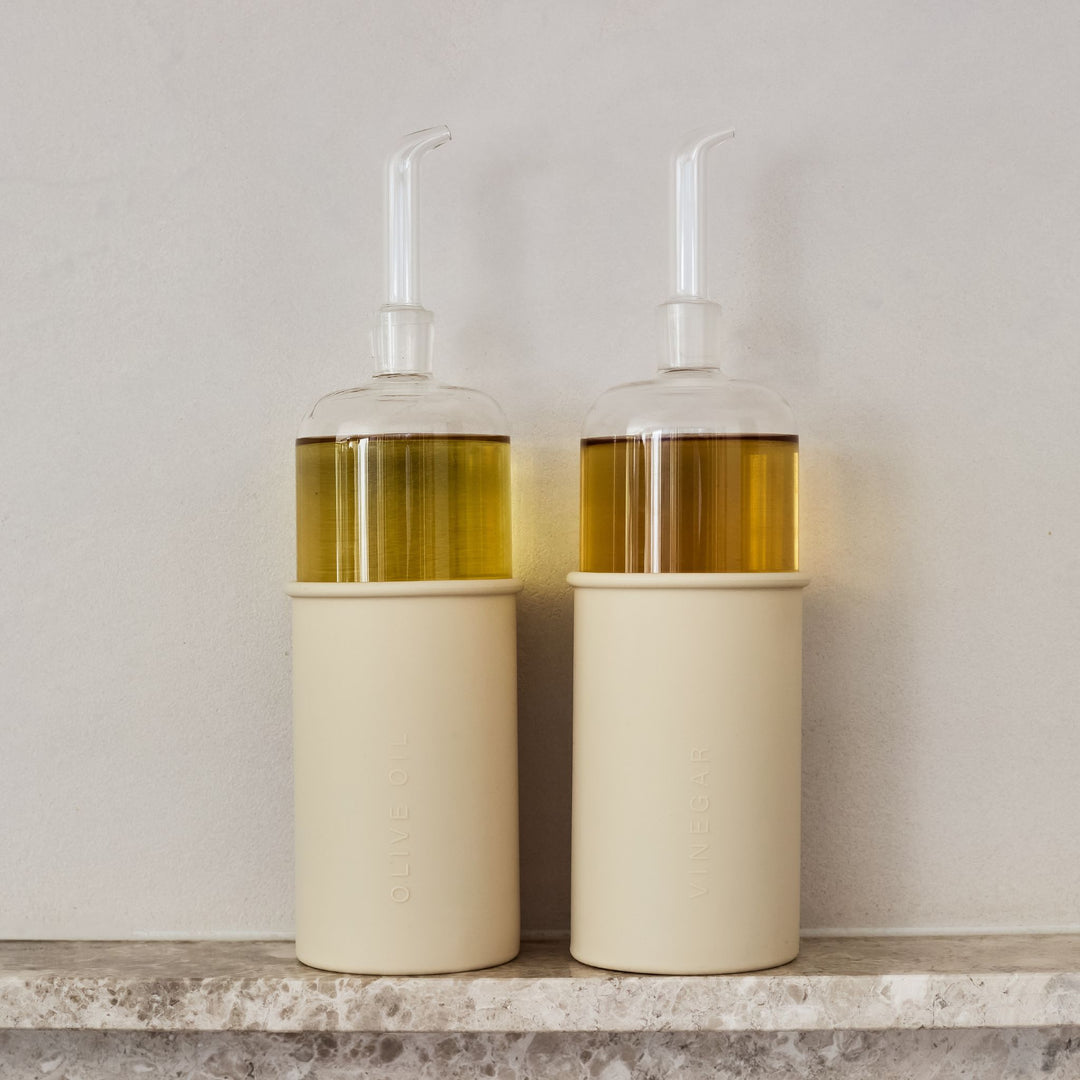 DESIGNSTUFF RUND Oil & Vinegar Bottle Gift Set, 700 ml, Sand