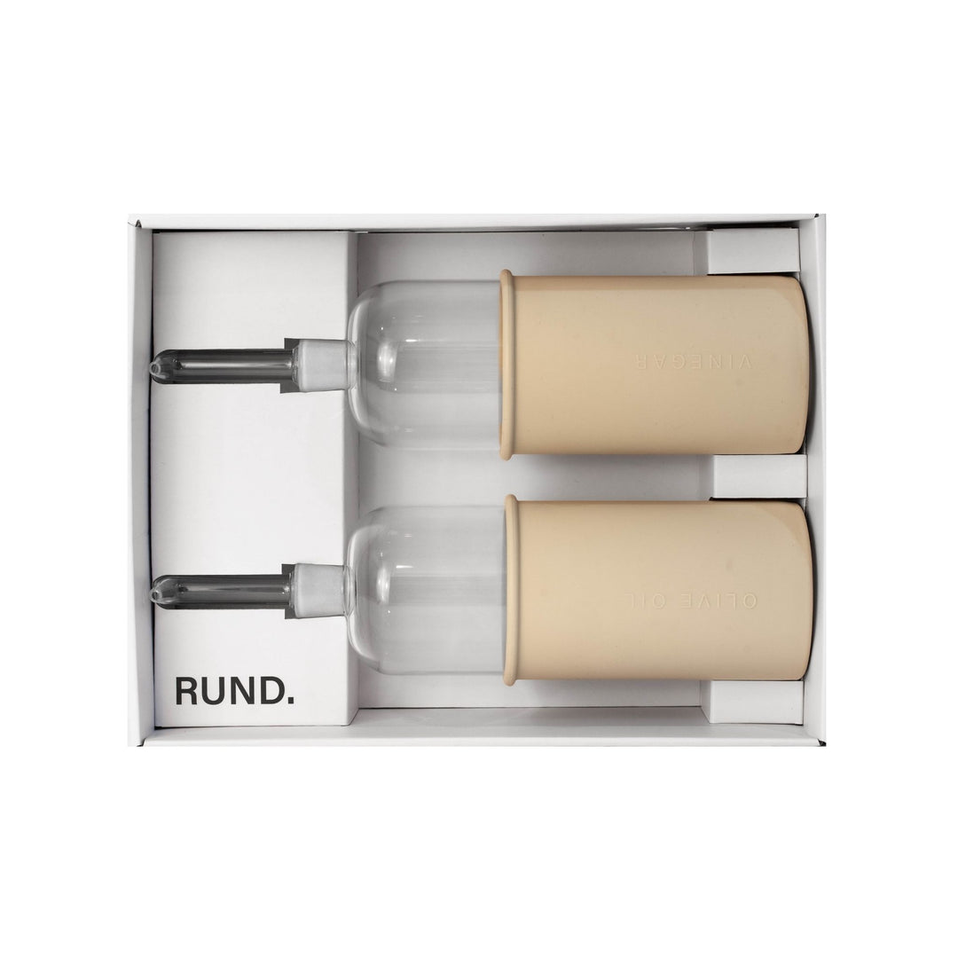 DESIGNSTUFF RUND Oil & Vinegar Bottle Gift Set, 700 ml, Sand