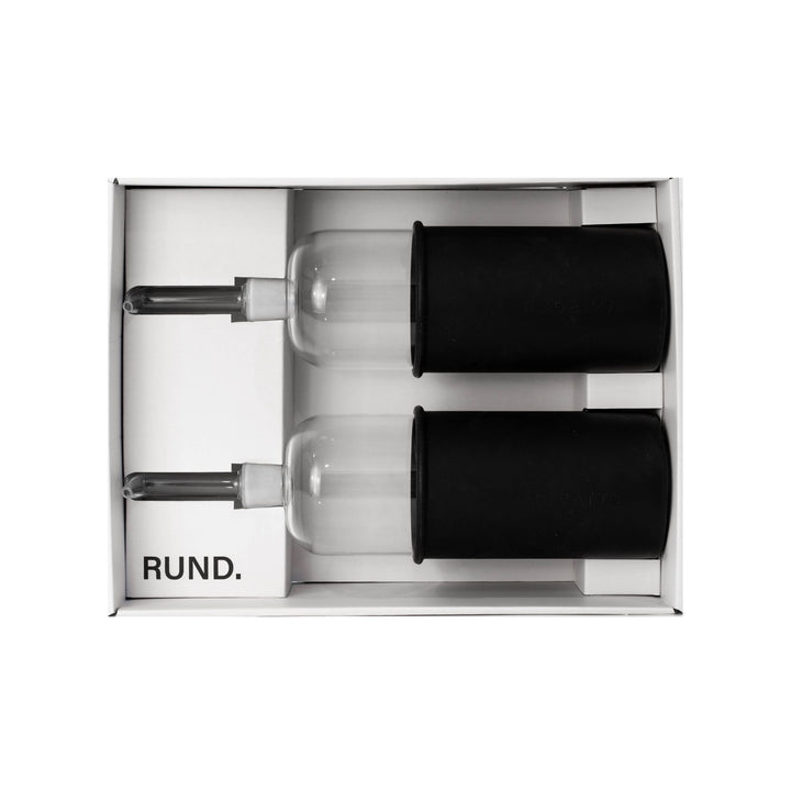 DESIGNSTUFF RUND Oil & Vinegar Bottle Gift Set, 700 ml, Black