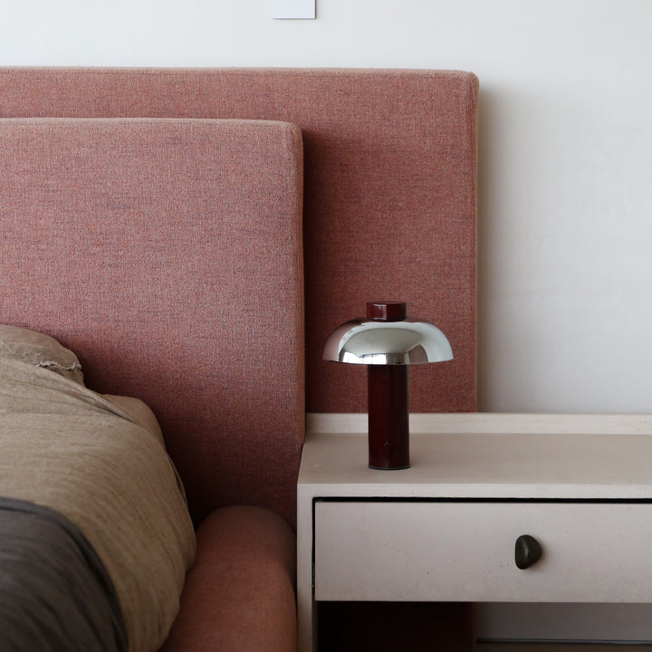 DESIGNSTUFF LUME Elio Pillar Portable Lamp, Burgundy/Chrome