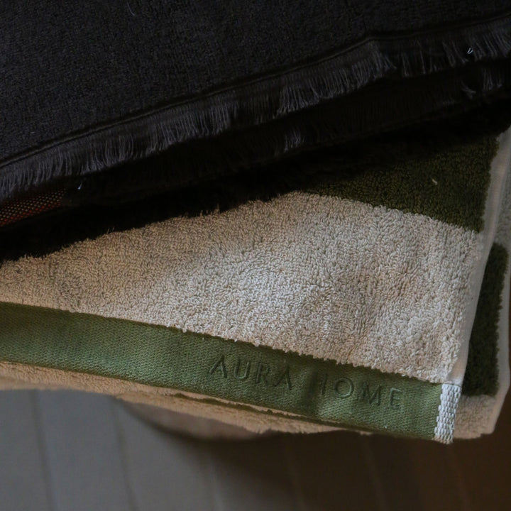 AURA HOME Riviera Stripe Bath Towel, Caper