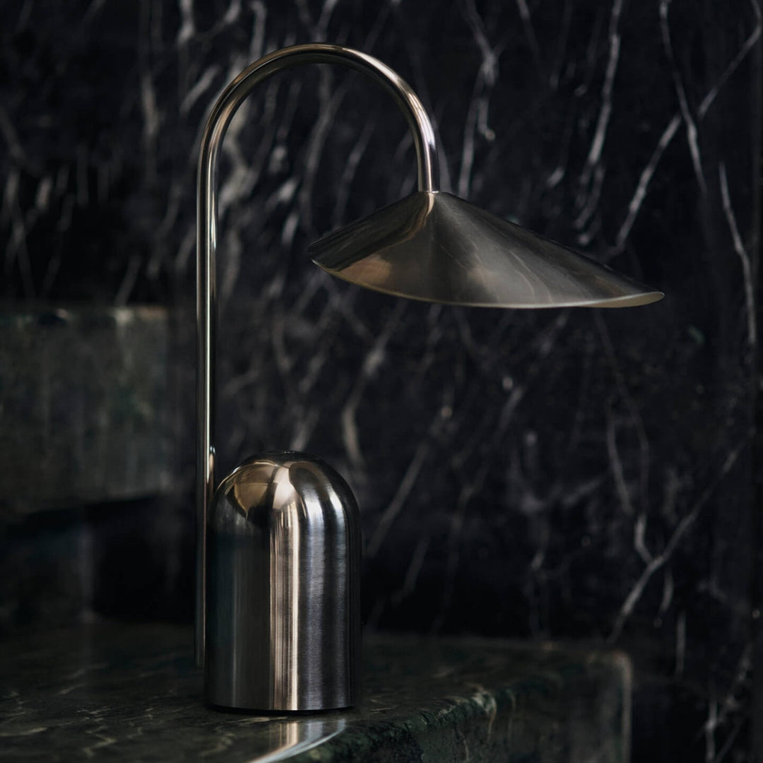 FERM LIVING Arum Portable Lamp, Stainless Steel