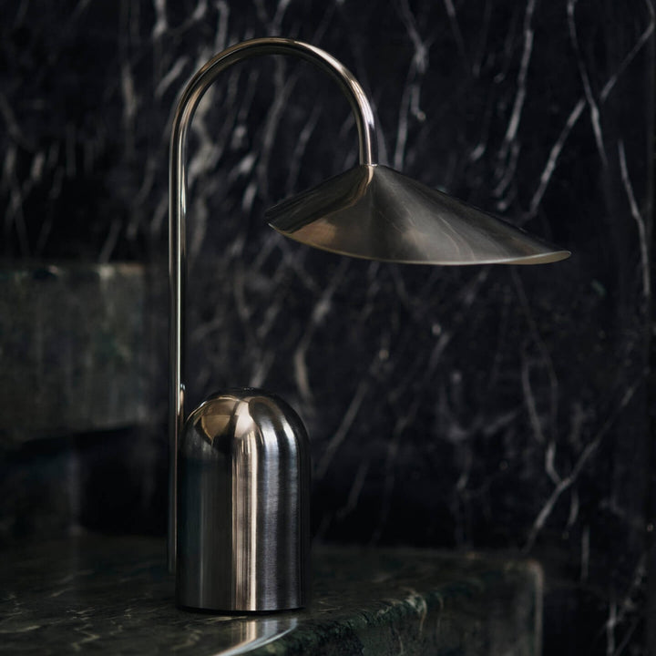 FERM LIVING Arum Portable Lamp, Stainless Steel