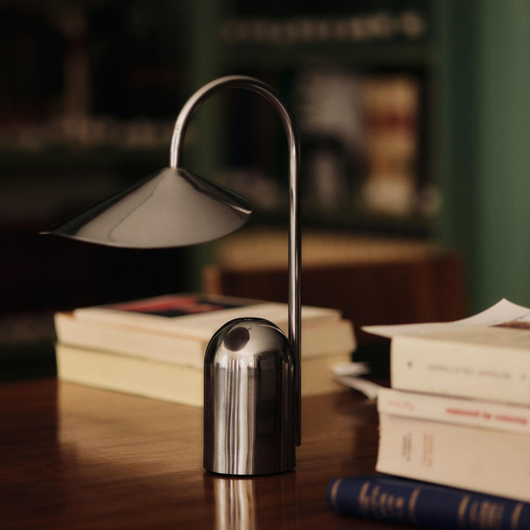 FERM LIVING Arum Portable Lamp, Stainless Steel