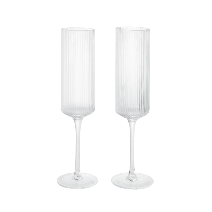 FERM LIVING Ripple Champagne Flutes, Clear (Set of 2)