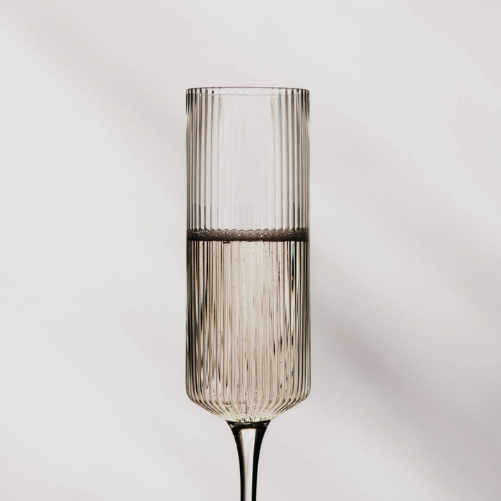 FERM LIVING Ripple Champagne Flutes, Clear (Set of 2)
