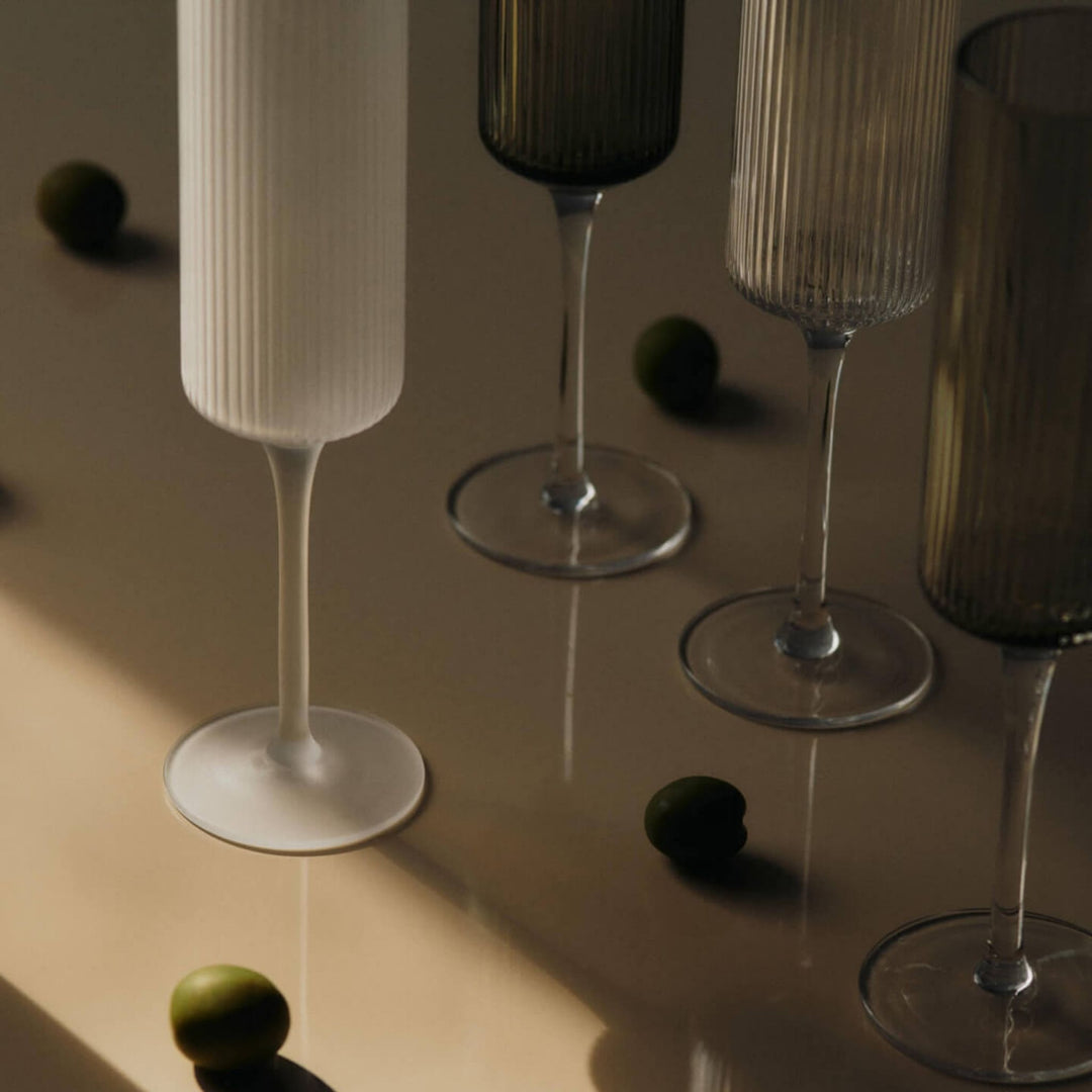 FERM LIVING Ripple Champagne Flutes, Clear (Set of 2)