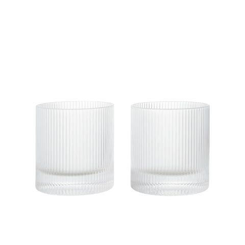 FERM LIVING Ripple Tumbler Glasses, Clear (Set of 2)