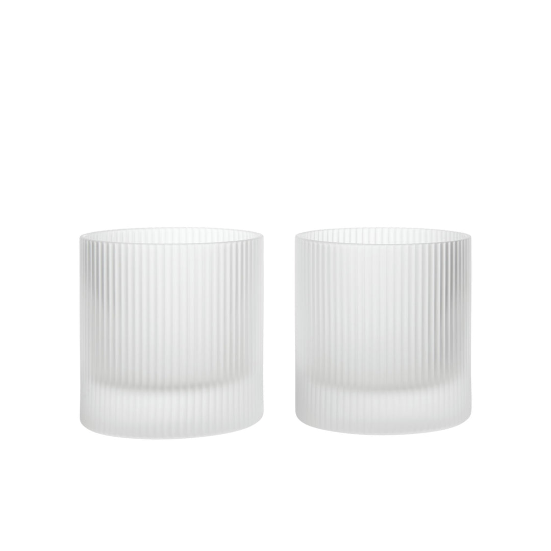 FERM LIVING Ripple Tumbler Glasses, Frosted (Set of 2)