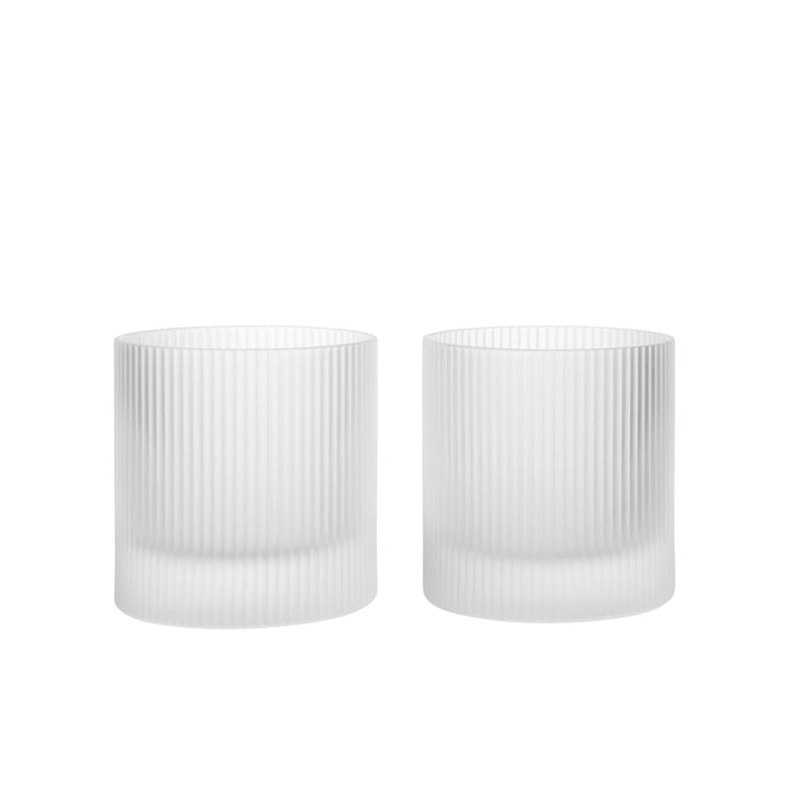 FERM LIVING Ripple Tumbler Glasses, Frosted (Set of 2)