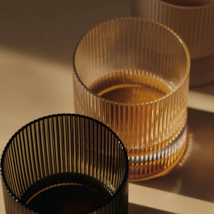 FERM LIVING Ripple Tumbler Glasses, Frosted (Set of 2)