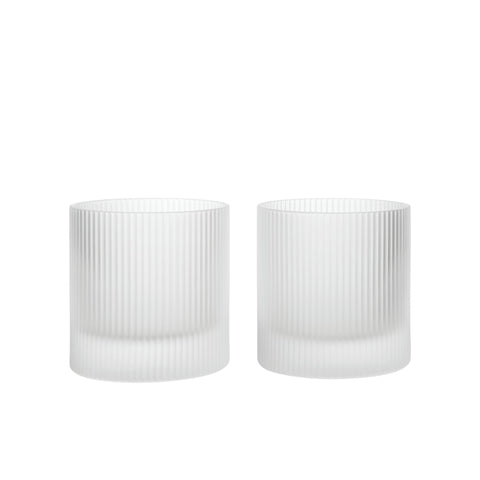FERM LIVING Ripple Tumbler Glasses, Frosted (Set of 2)
