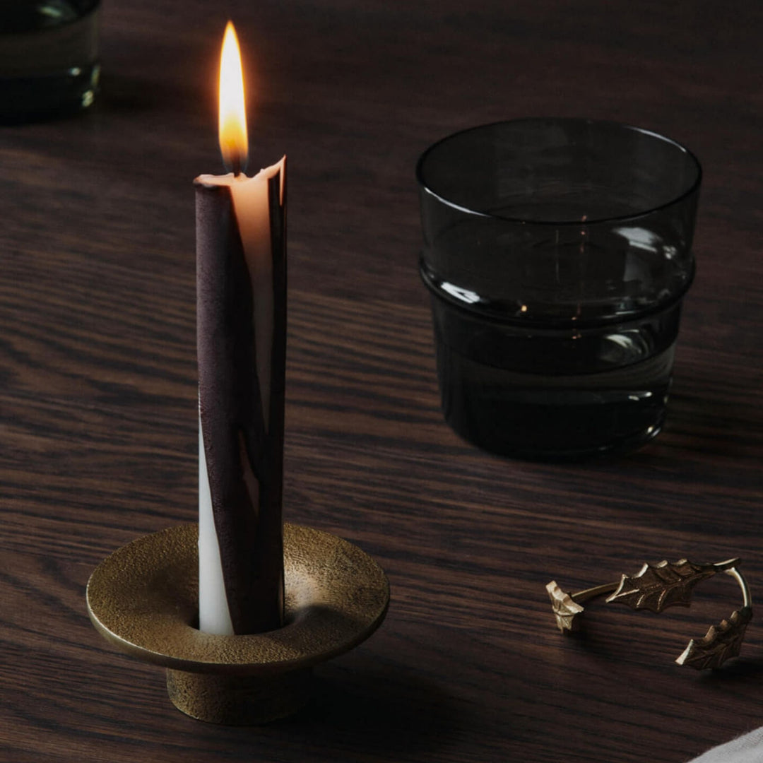 FERM LIVING Soothe Candle Holder, Brass Finish