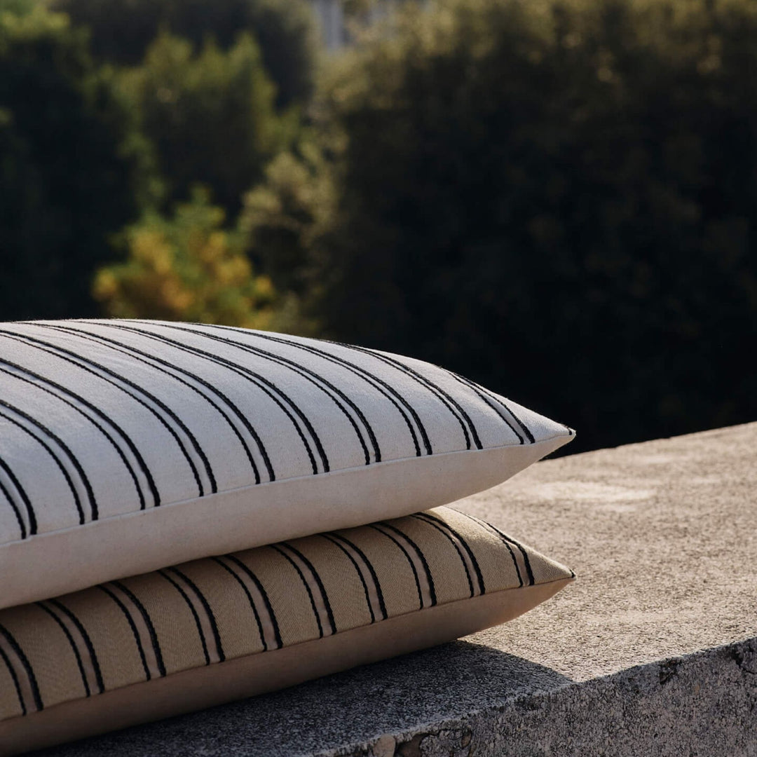 FERM LIVING Twill Cushion, Off-White/Black