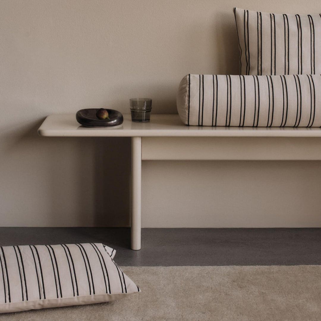 FERM LIVING Twill Cushion, Off-White/Black