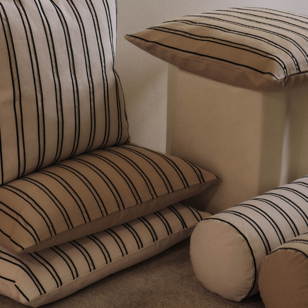 FERM LIVING Twill Cushion, Off-White/Black