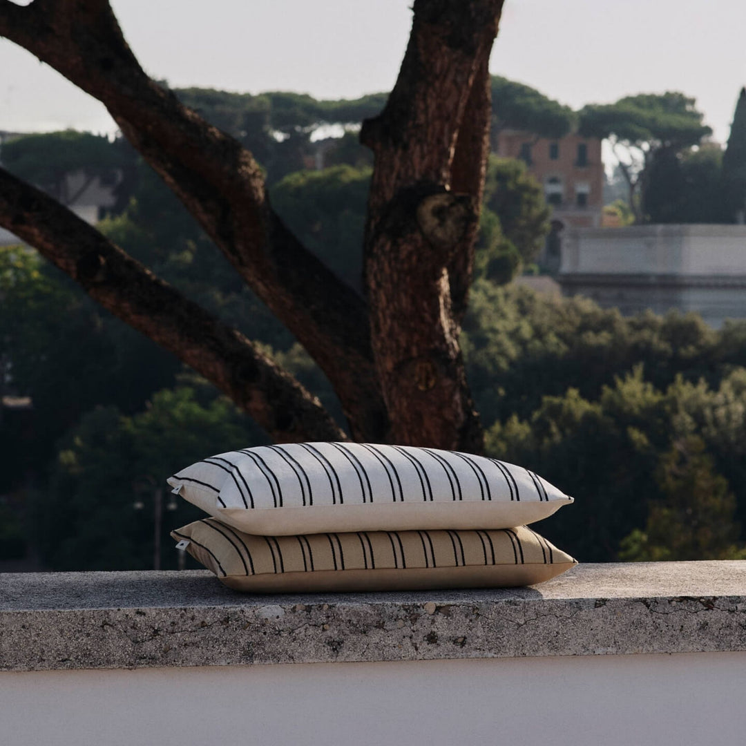 FERM LIVING Twill Cushion, Rectangular, Cashmere/Black