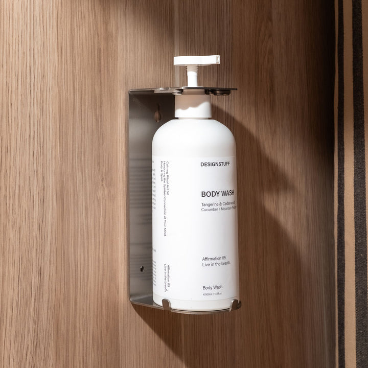 DESIGNSTUFF Lockable Soap Dispenser Holder, Single 500ml, Brushed Steel
