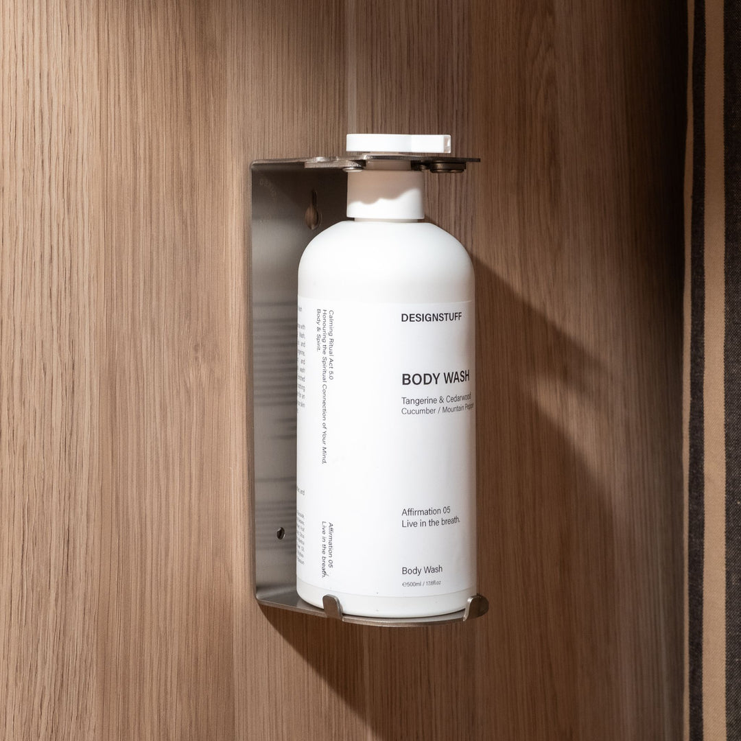 DESIGNSTUFF Lockable Soap Dispenser Holder, Single 500ml, Brushed Steel