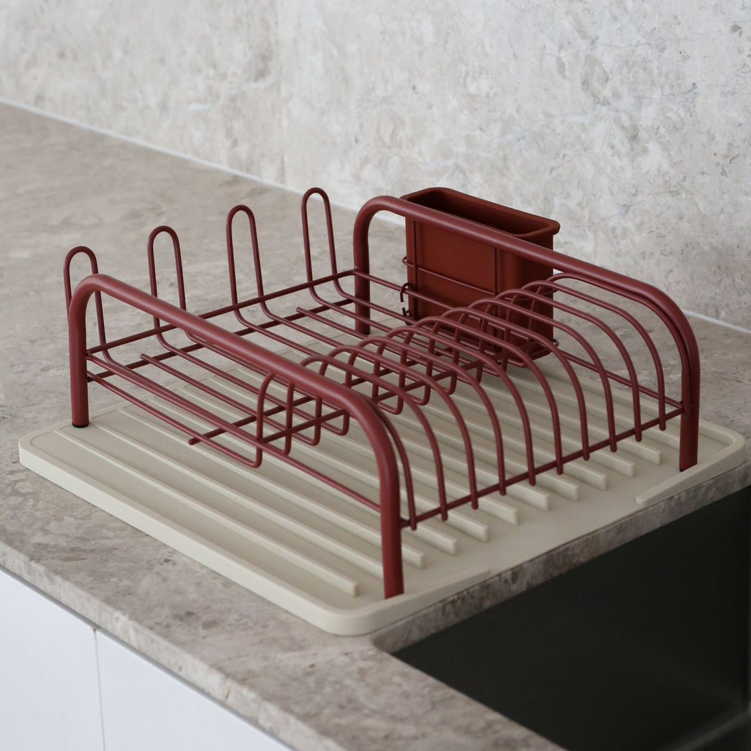 PRE-ORDER │ DESIGNSTUFF DRIP Curve Dish Rack, Brick