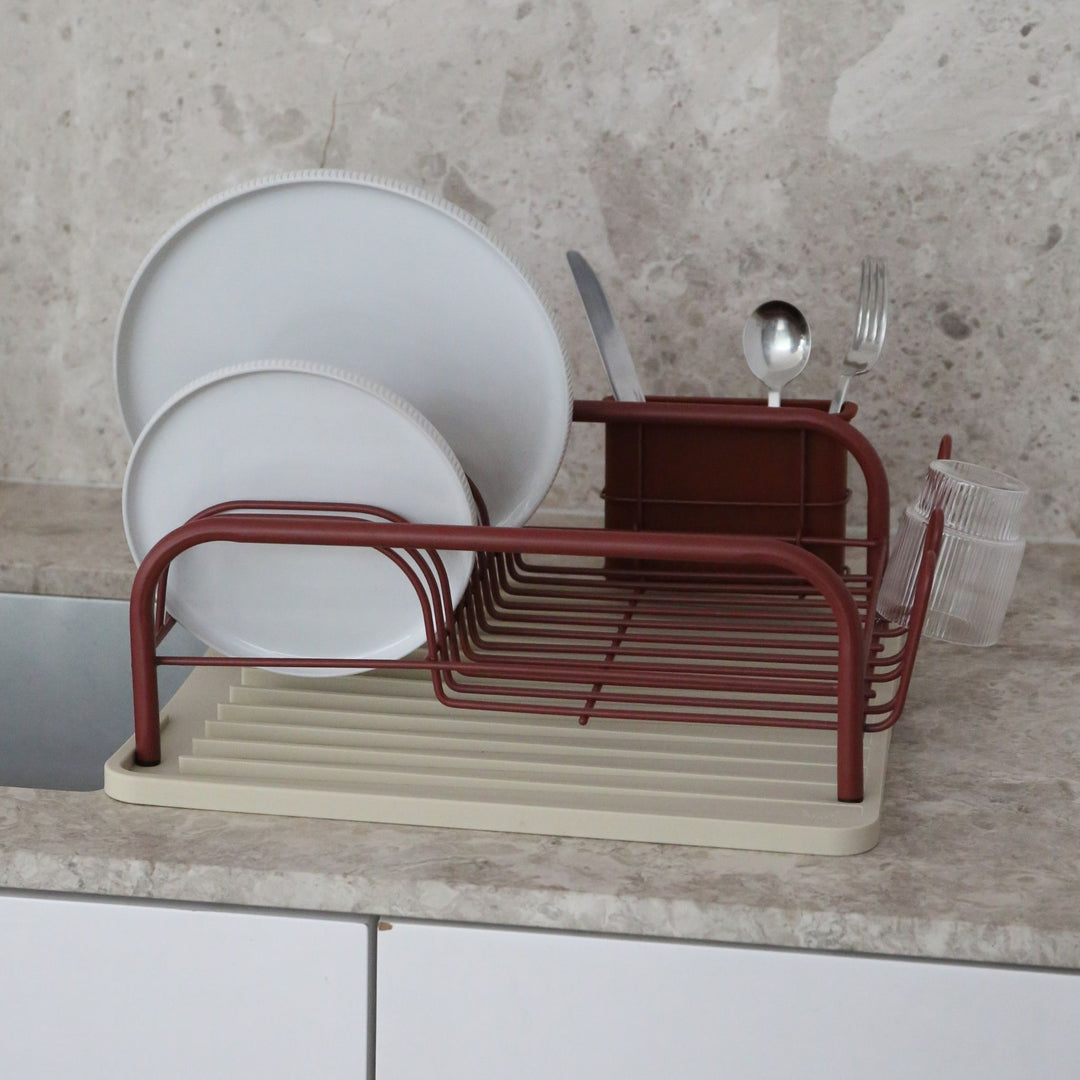 PRE-ORDER │ DESIGNSTUFF DRIP Curve Dish Rack, Brick