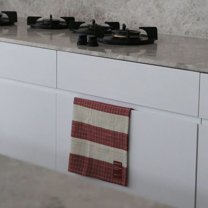 PRE-ORDER │ DESIGNSTUFF ETTA Muslin Tea Towel Block, Brick/Sand
