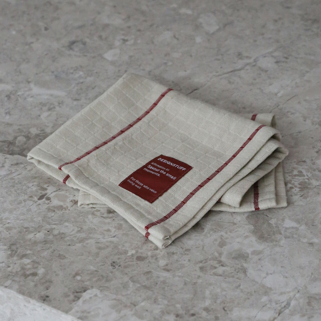 PRE-ORDER │ DESIGNSTUFF ETTA Muslin Tea Towel Line, Brick/Sand