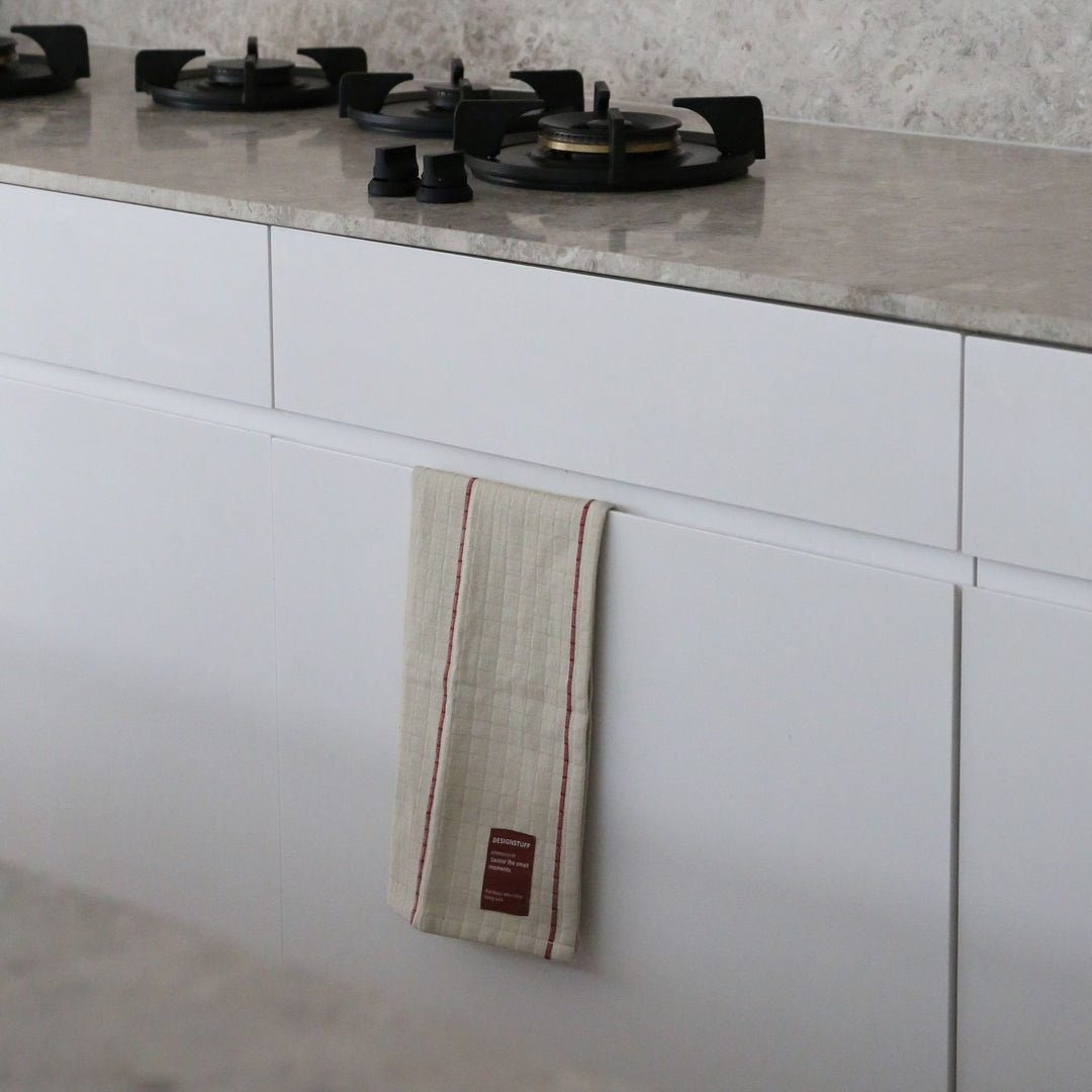 PRE-ORDER │ DESIGNSTUFF ETTA Muslin Tea Towel Line, Brick/Sand