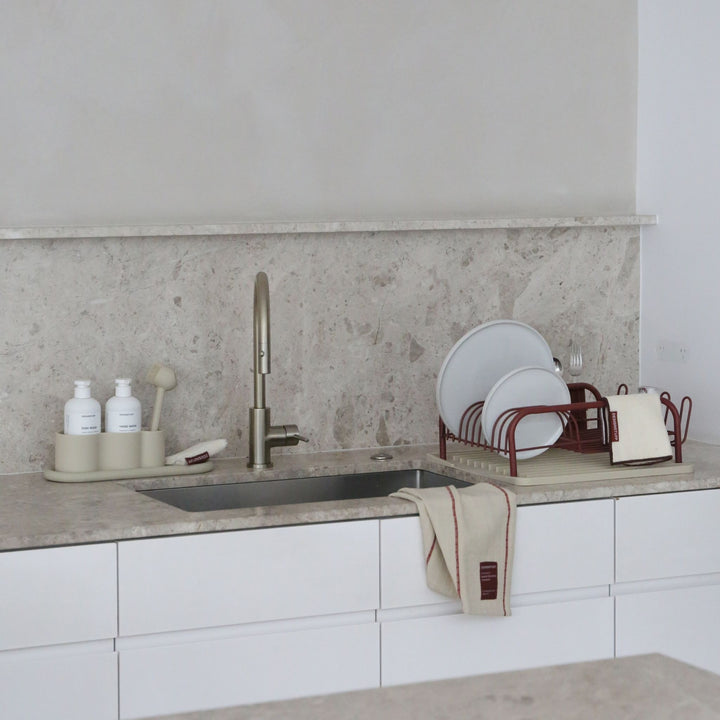 PRE-ORDER │ DESIGNSTUFF ETTA Muslin Tea Towel Line, Brick/Sand