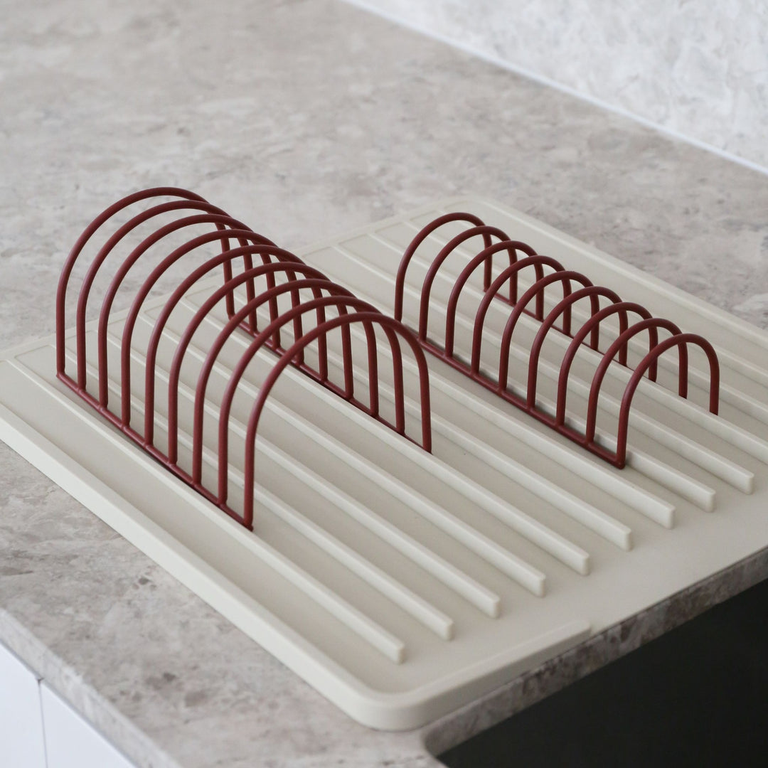DESIGNSTUFF DRIP Dish Drainer, Brick (Set of 2)
