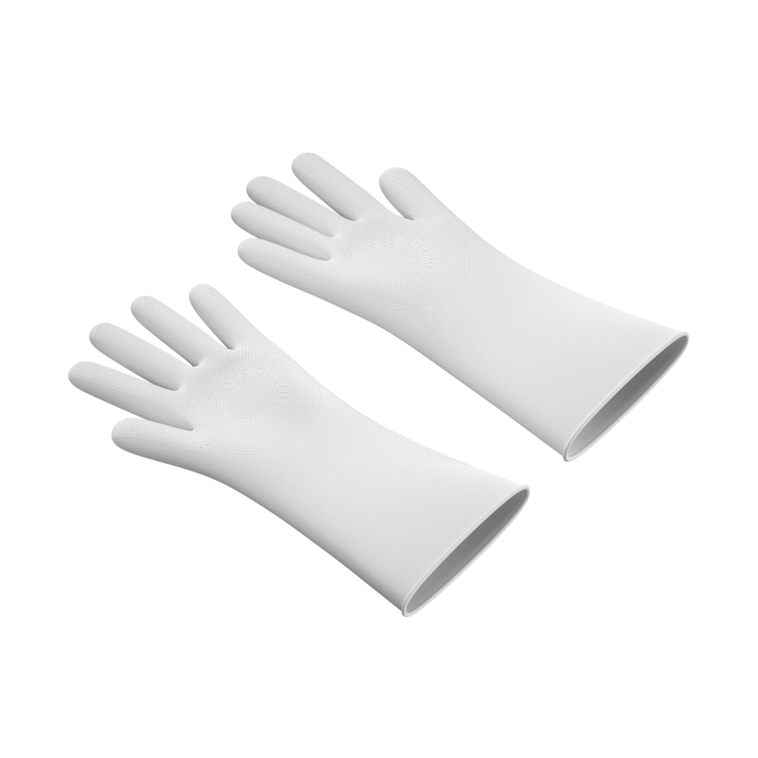 DESIGNSTUFF ETTA Silicone Dish Gloves, Size S/M, White