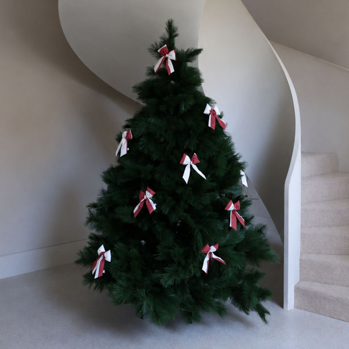 DESIGNSTUFF VIRA Bow w/ Tree Clip, Stripe Cream/Brick