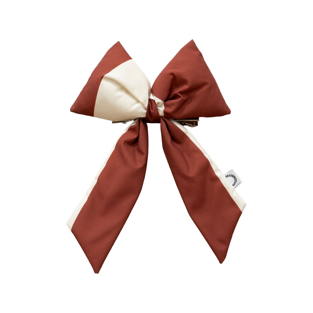 DESIGNSTUFF VIRA Bow w/ Tree Clip, Stripe Cream/Brick