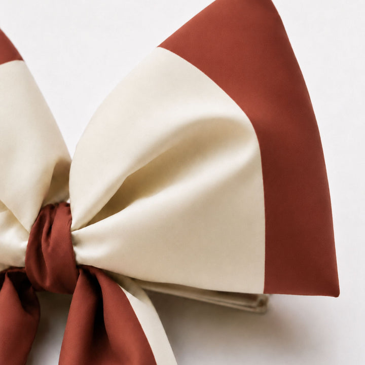 DESIGNSTUFF VIRA Bow w/ Tree Clip, Stripe Cream/Brick