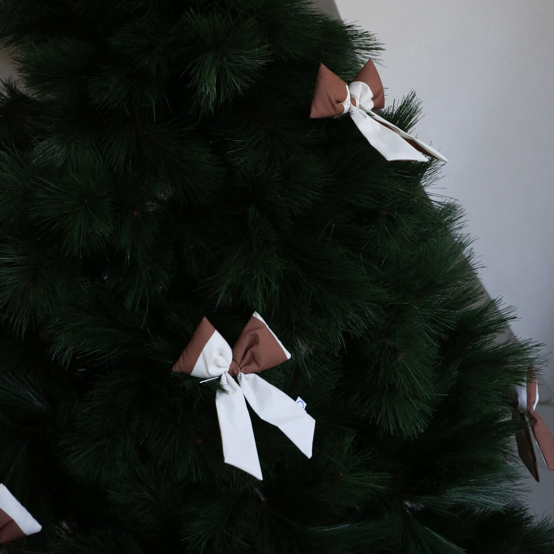 DESIGNSTUFF VIRA Bow w/ Tree Clip, Stripe Cream/Ochre