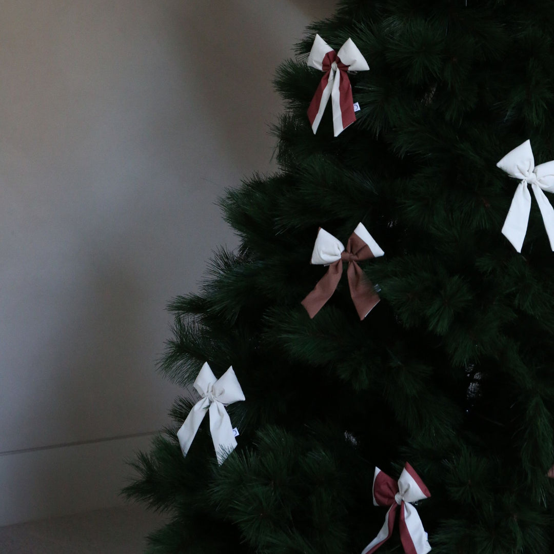 DESIGNSTUFF VIRA Bow w/ Tree Clip, Stripe Cream/Ochre