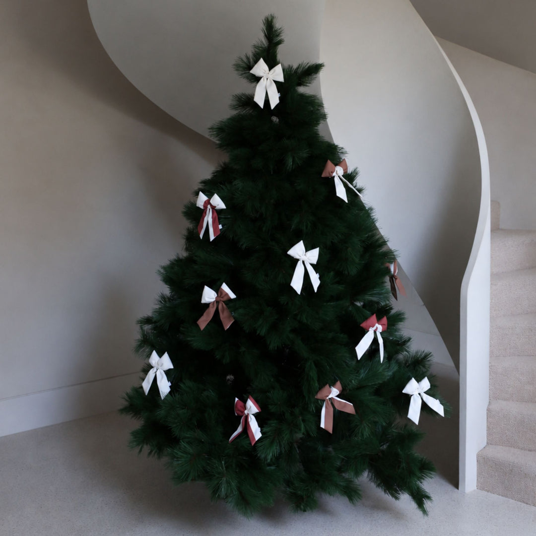 DESIGNSTUFF VIRA Bow w/ Tree Clip, Stripe Cream/Ochre