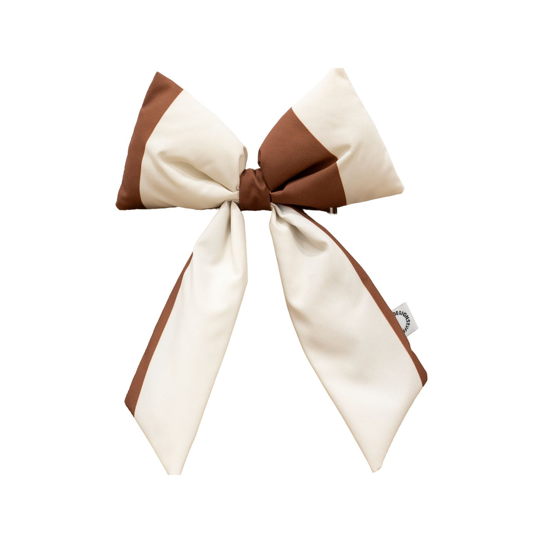 DESIGNSTUFF VIRA Bow w/ Tree Clip, Stripe Cream/Ochre