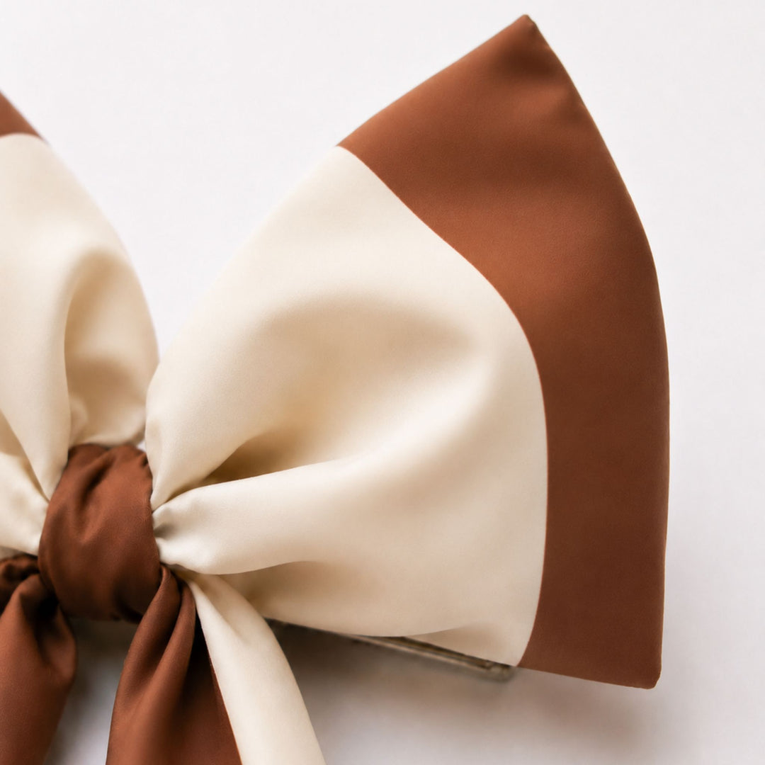 DESIGNSTUFF VIRA Bow w/ Tree Clip, Stripe Cream/Ochre