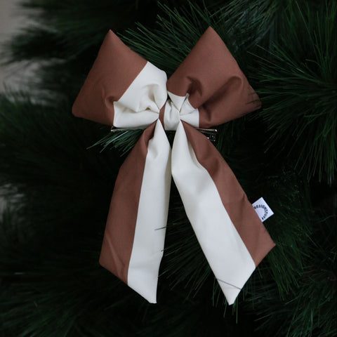 DESIGNSTUFF VIRA Bow w/ Tree Clip, Stripe Cream/Ochre