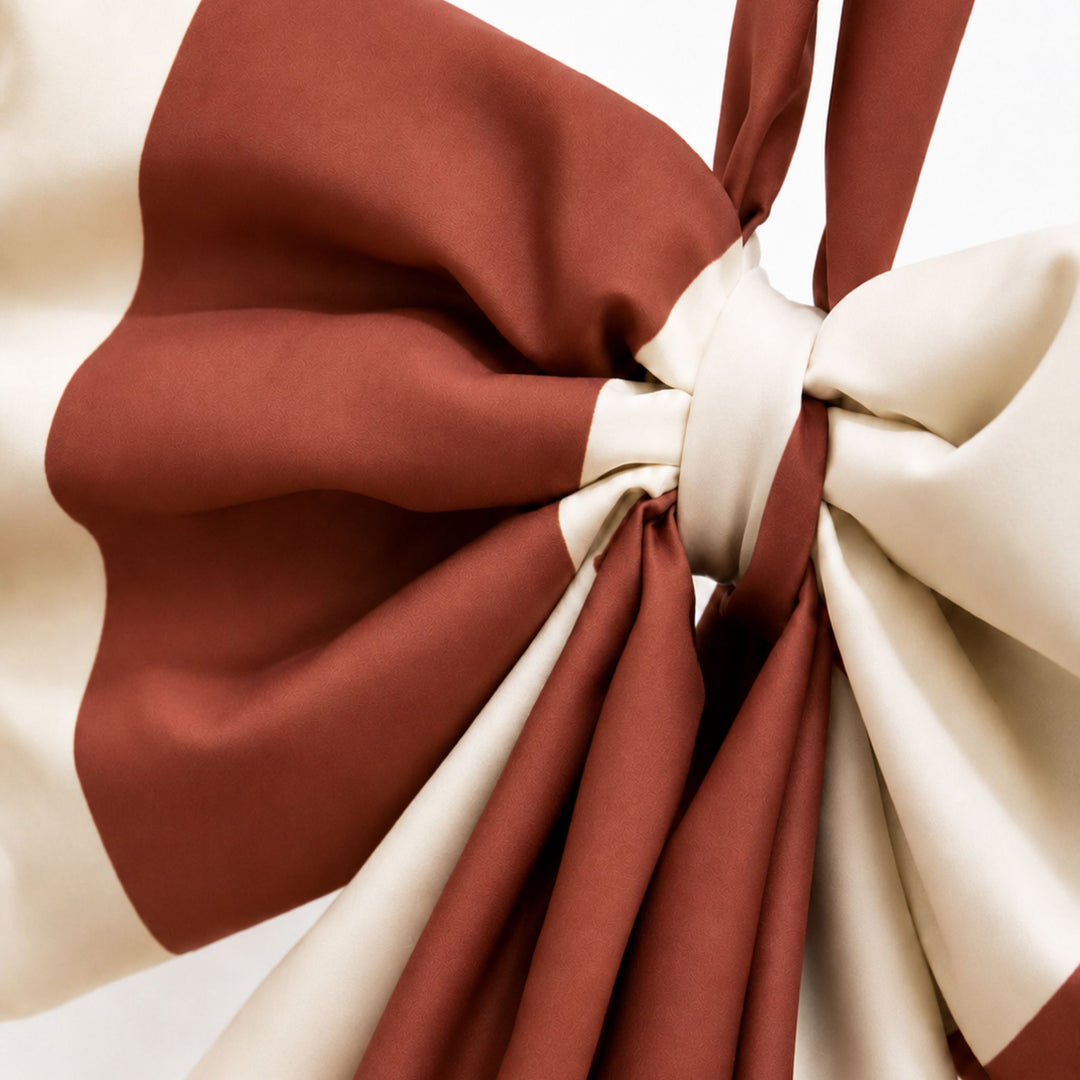 DESIGNSTUFF VIRA Bow for Hanging, H32 cm, Stripe Cream/Brick