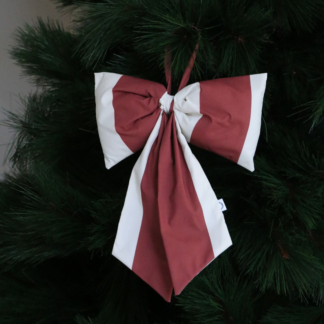 DESIGNSTUFF VIRA Bow for Hanging, H32 cm, Stripe Cream/Brick