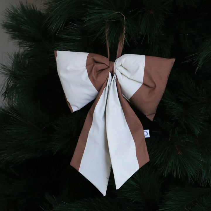 DESIGNSTUFF VIRA Bow for Hanging, H32 cm, Stripe Cream/Ochre