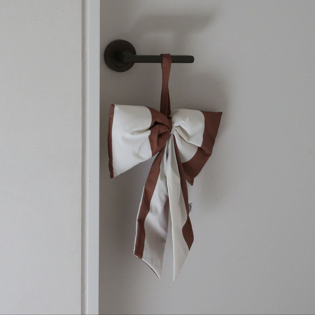 DESIGNSTUFF VIRA Bow for Hanging, H32 cm, Stripe Cream/Ochre