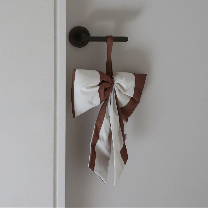 DESIGNSTUFF VIRA Bow for Hanging, H32 cm, Stripe Cream/Ochre