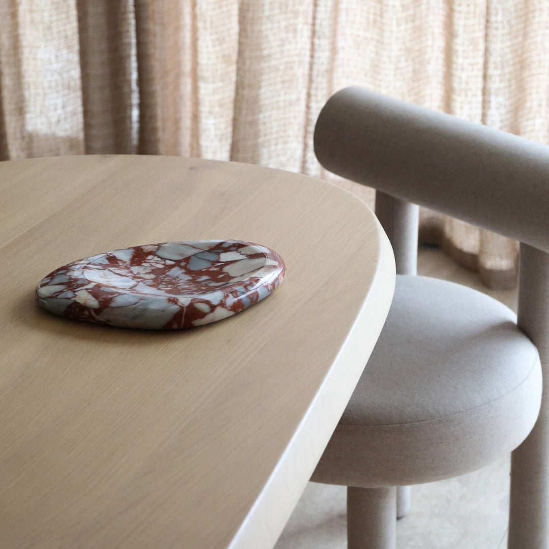 DESIGNSTUFF VIAH Sculpt Marble Tray 30cm, Bulgari Red