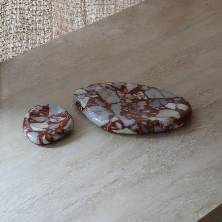 DESIGNSTUFF VIAH Sculpt Marble Tray 30cm, Bulgari Red